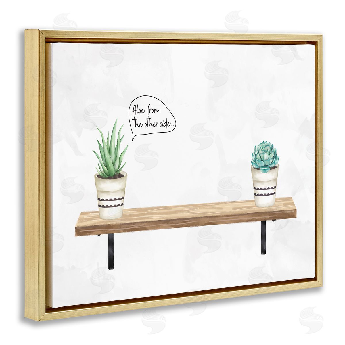 Ziwei Li Aloe From Other Side Phrase Succulent Plants Gold Floater Frame Canvas Art