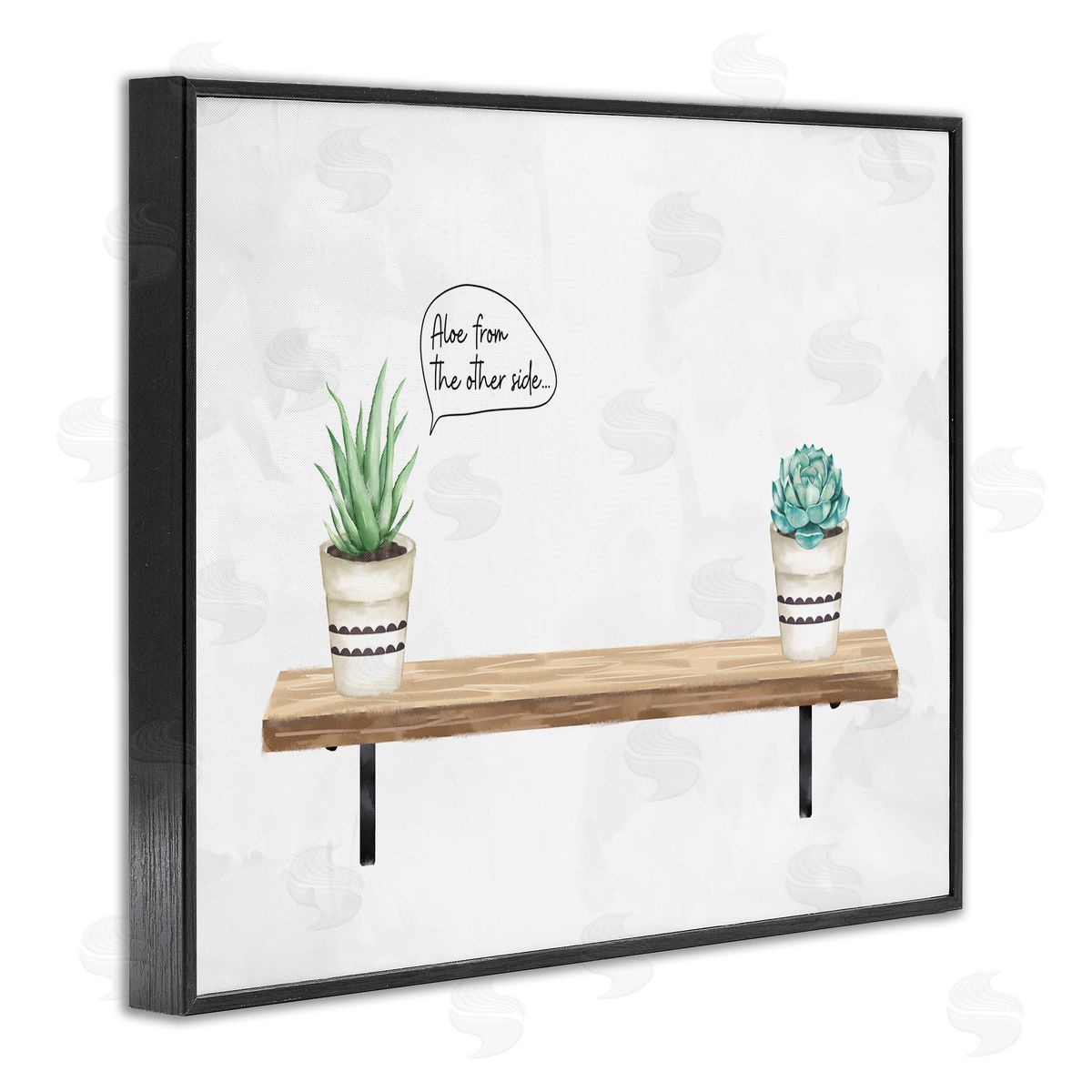Ziwei Li Aloe From Other Side Phrase Succulent Plants Black Framed Giclee Wall Art