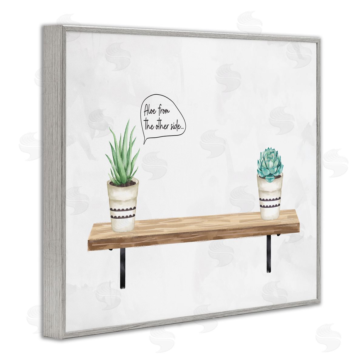 Ziwei Li Aloe From Other Side Phrase Succulent Plants Gray Framed Giclee Wall Art