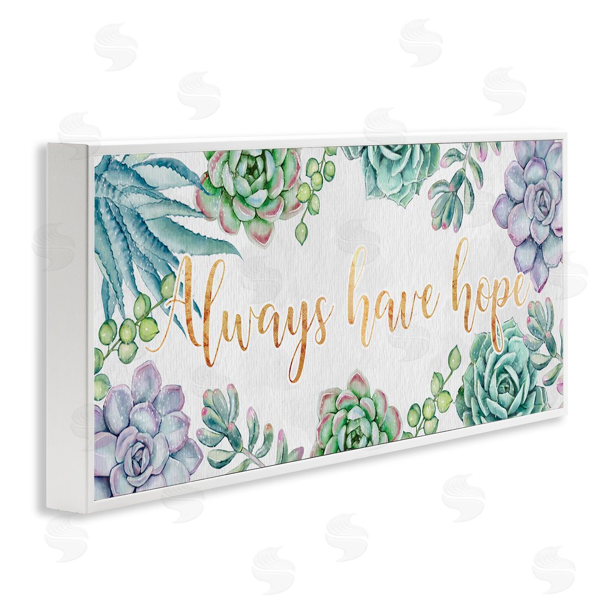 Ziwei Li Always Have Hope Phrase Chic Succulent Plants White Framed Giclee Wall Art
