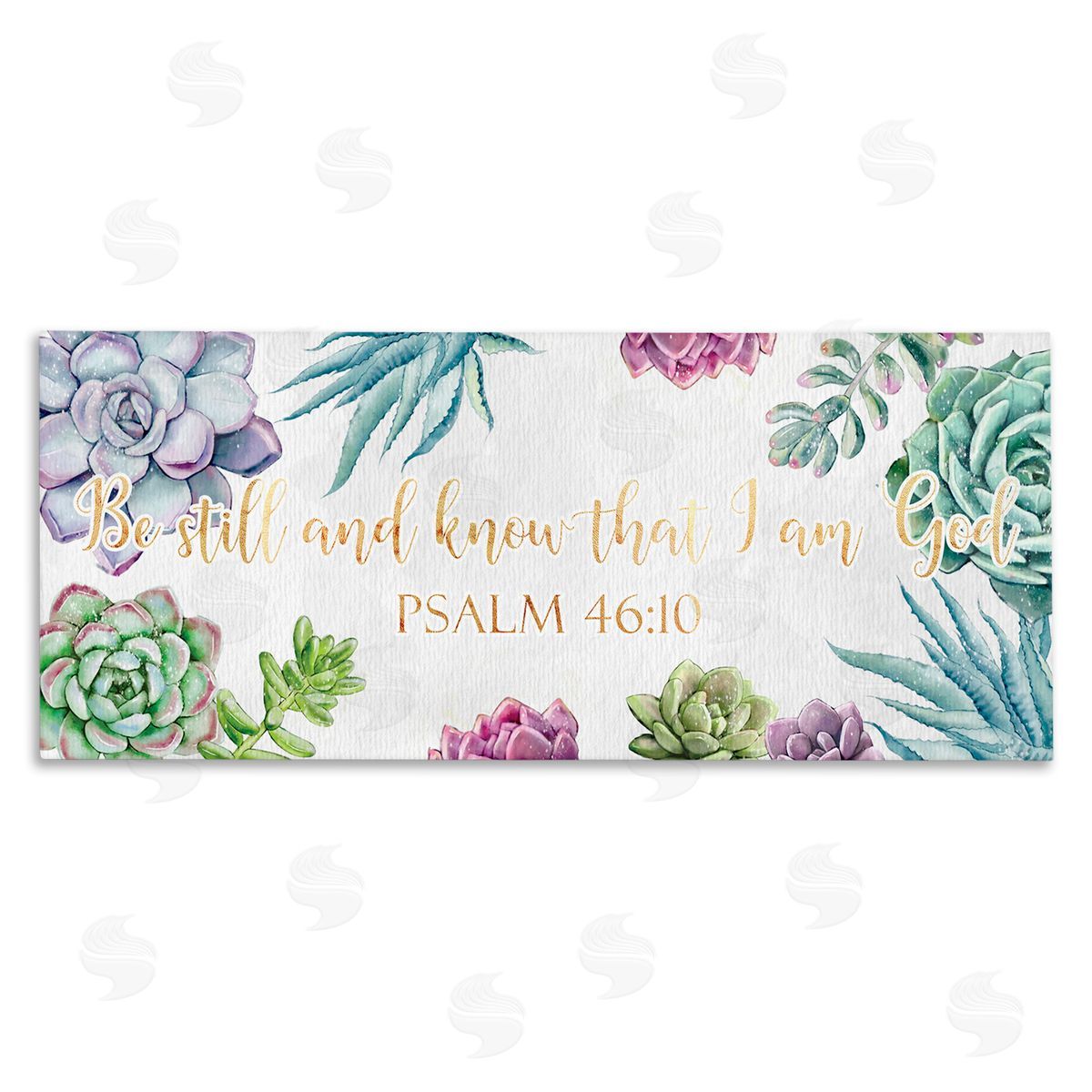 Ziwei Li Be Still Psalm 46:10 Blooming Succulent Plants Canvas Wall Art