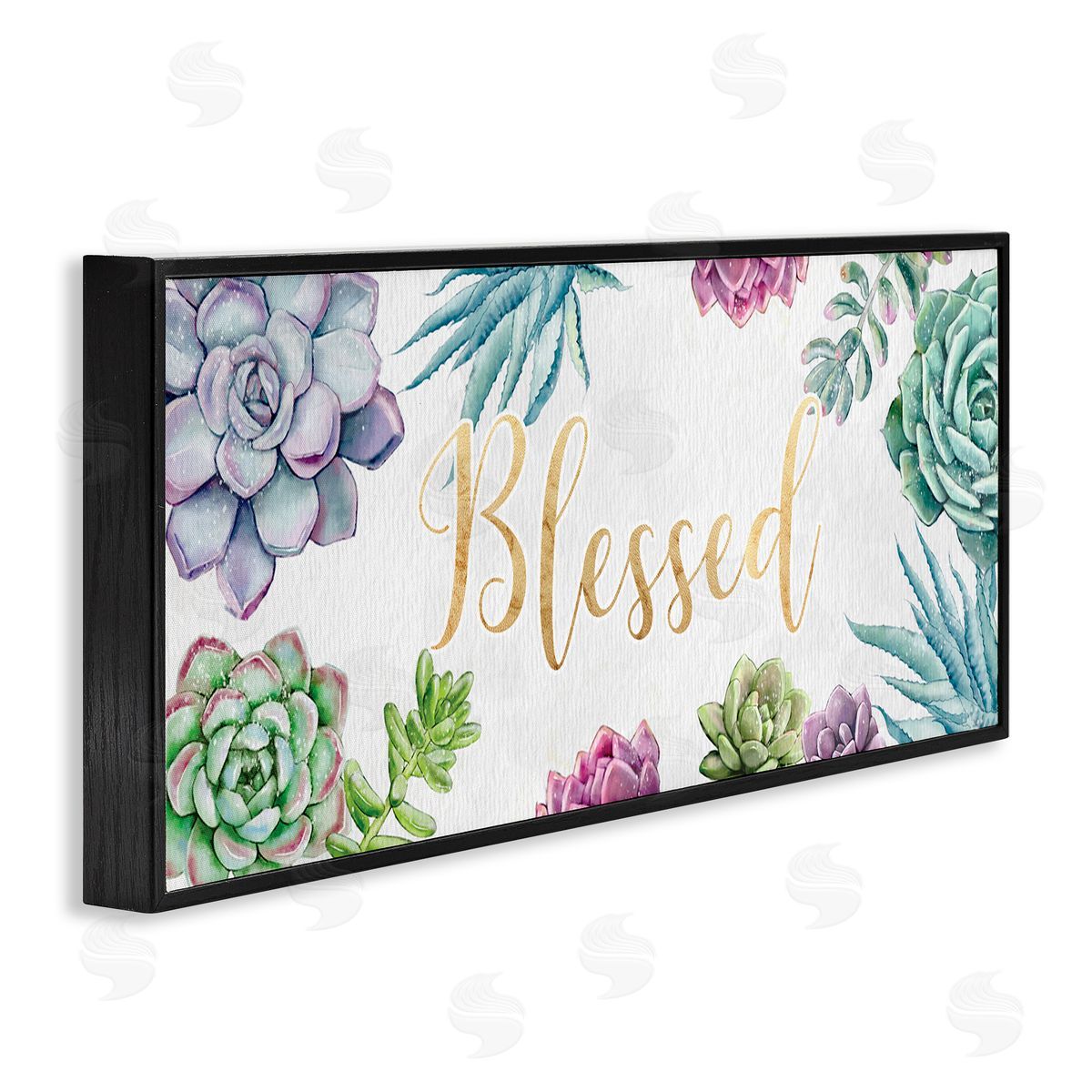 Ziwei Li Chic Blessed Expression Purple Succulent Greenery Black Framed Giclee Wall Art