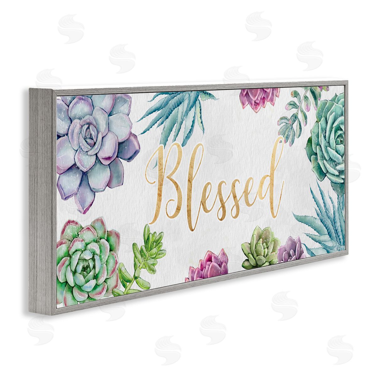 Ziwei Li Chic Blessed Expression Purple Succulent Greenery Gray Framed Giclee Wall Art