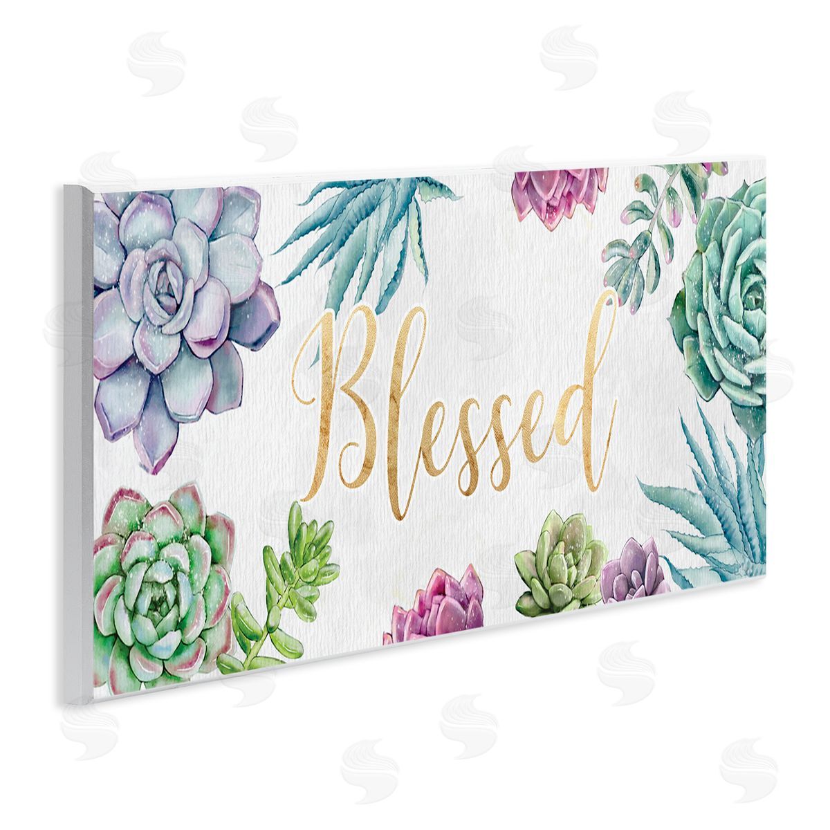 Ziwei Li Chic Blessed Expression Purple Succulent Greenery Wall Plaque Art