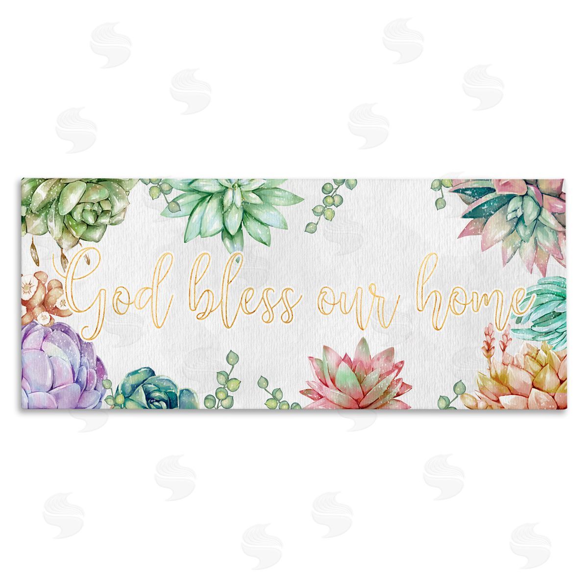 Ziwei Li God Bless Our Home Expression Purple Pink Succulents Canvas Wall Art