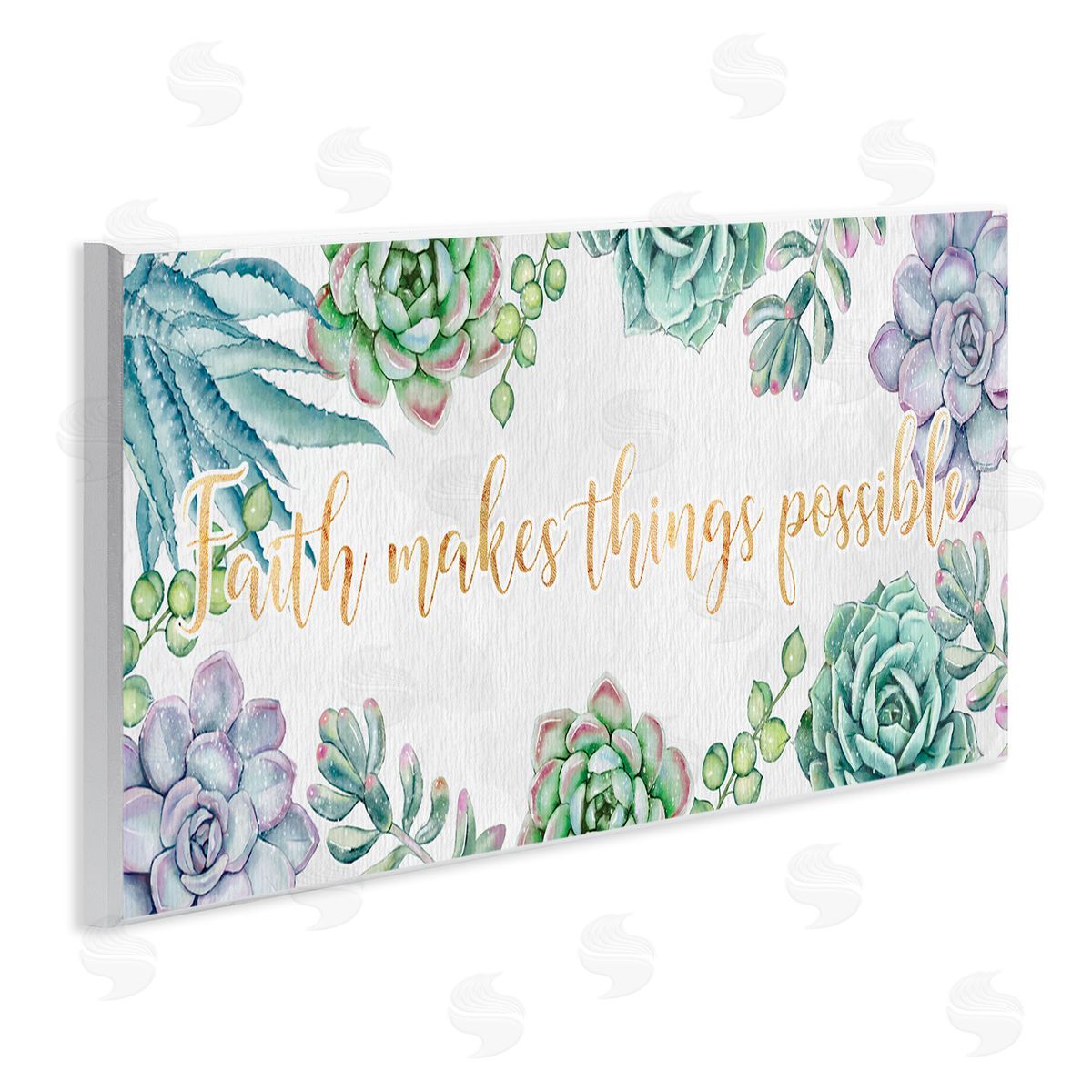 Ziwei Li Faith Makes Things Possible Quote Spring Succulents Wall Plaque Art