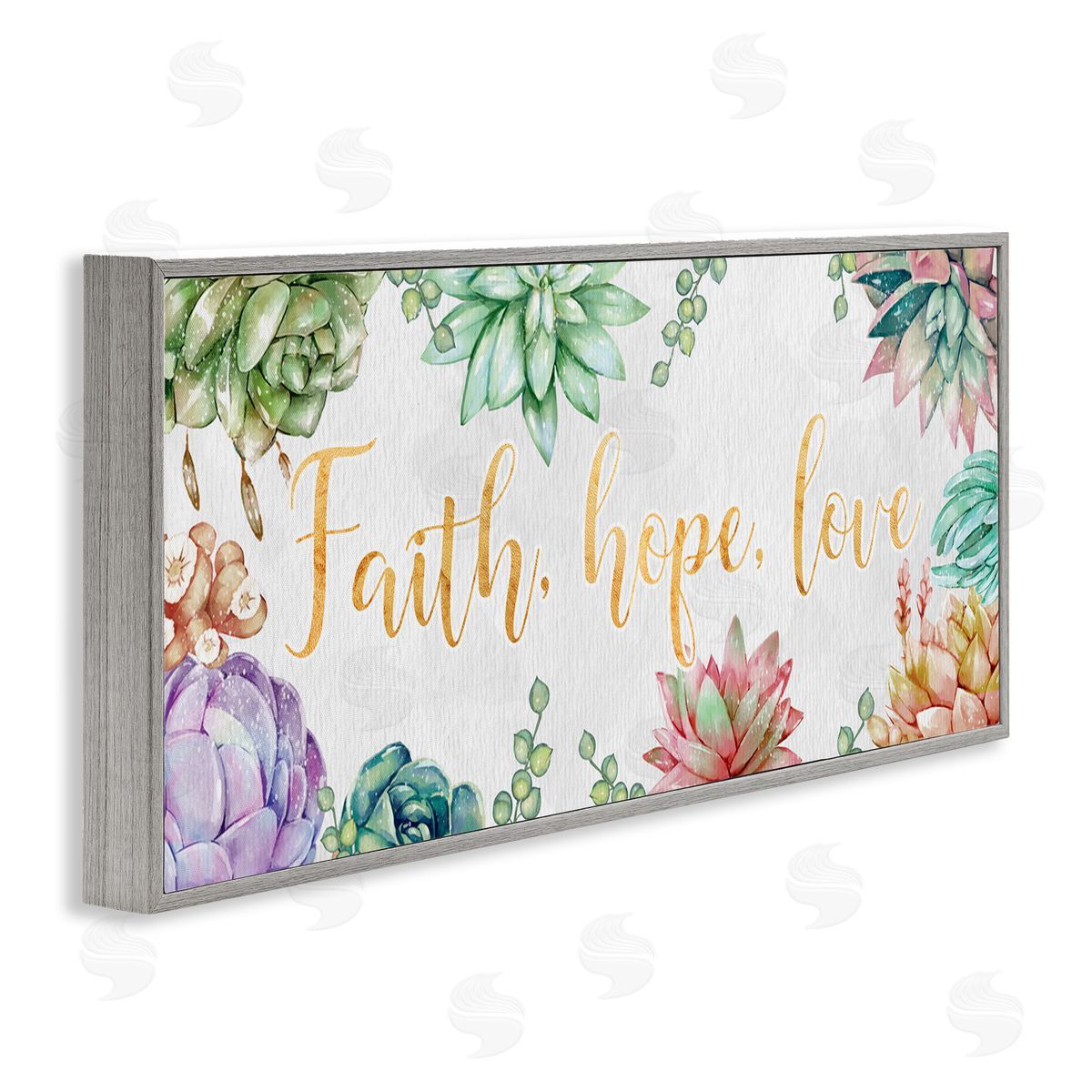 Ziwei Li Faith Hope Love Expression Chic Spring Succulents Gray Framed Giclee Wall Art
