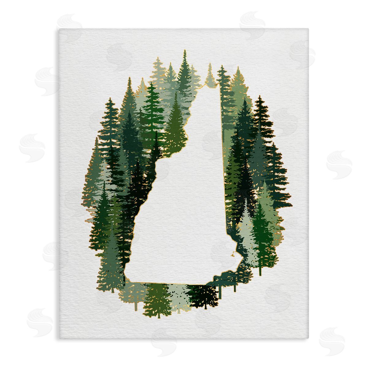 Ziwei Li New Hampshire State Outline Green Pine Tree Forest Canvas Wall Art