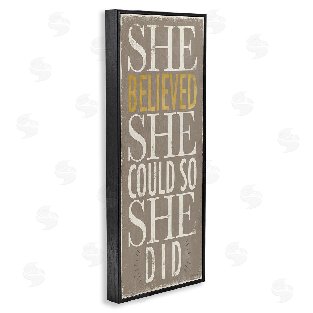 Stephanie Workman Marrott She Believed She Could Phrase Distressed Grey Black Framed Giclee Wall Art