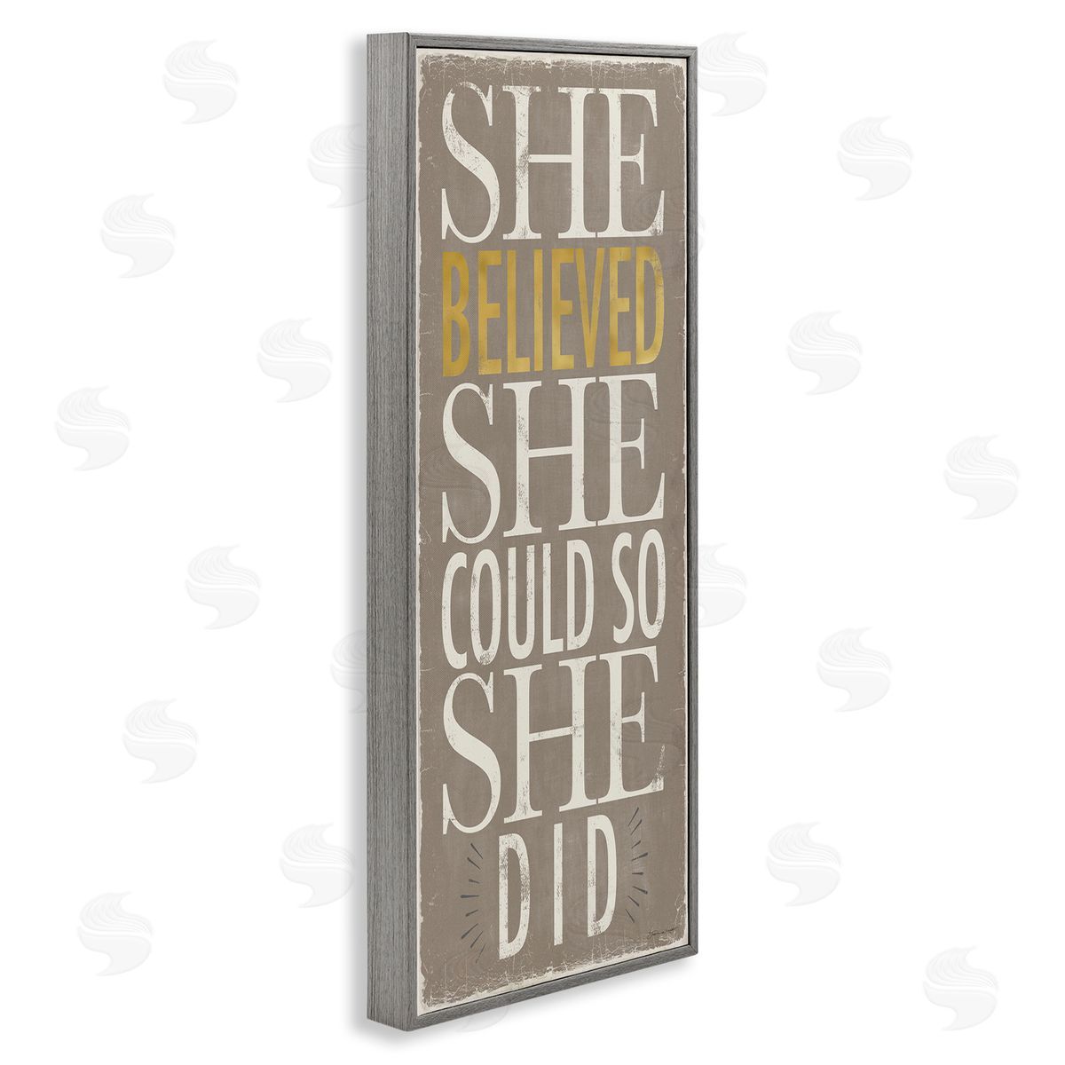 Stephanie Workman Marrott She Believed She Could Phrase Distressed Grey Gray Framed Giclee Wall Art