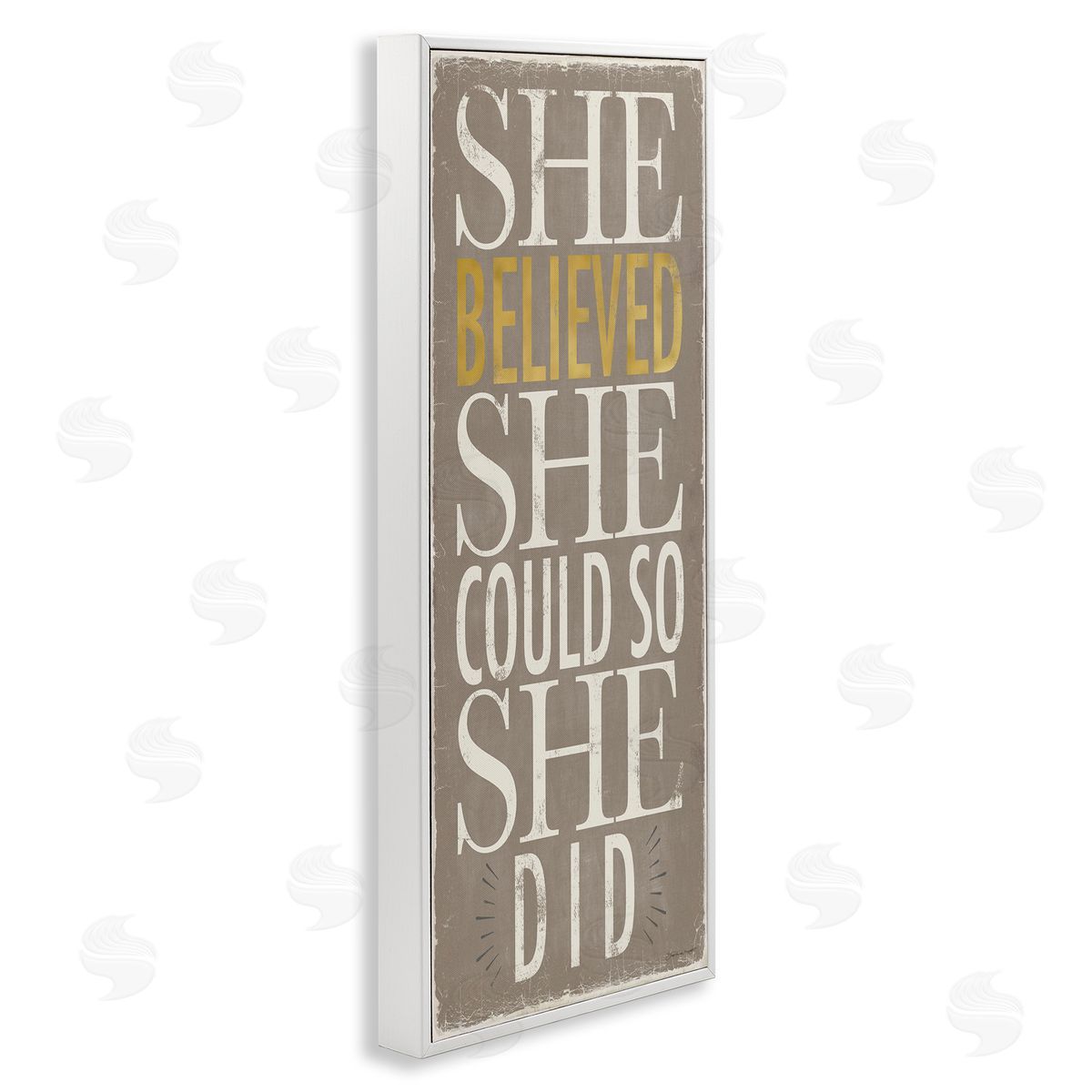 Stephanie Workman Marrott She Believed She Could Phrase Distressed Grey White Framed Giclee Wall Art