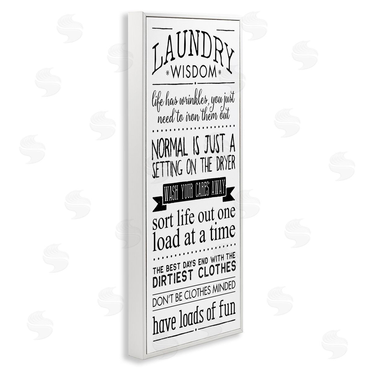 Laundry Wisdom Life Phrases White Frame Print Wall Art, Home Decor by Stephanie Workman Marrott