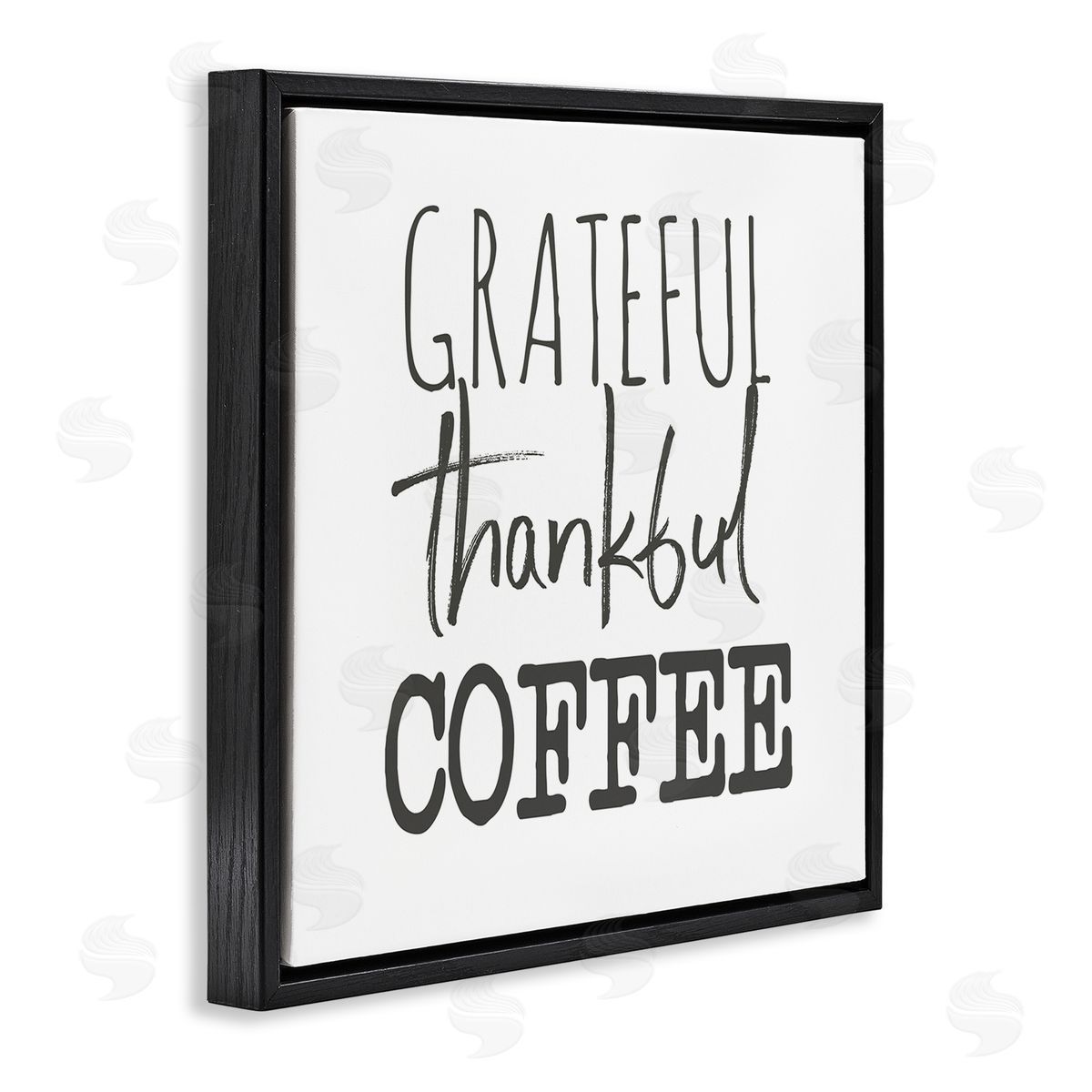 SD Graphics Studio Grateful Thankful Coffee Expression Playful Typography Black Floater Frame Canvas Art
