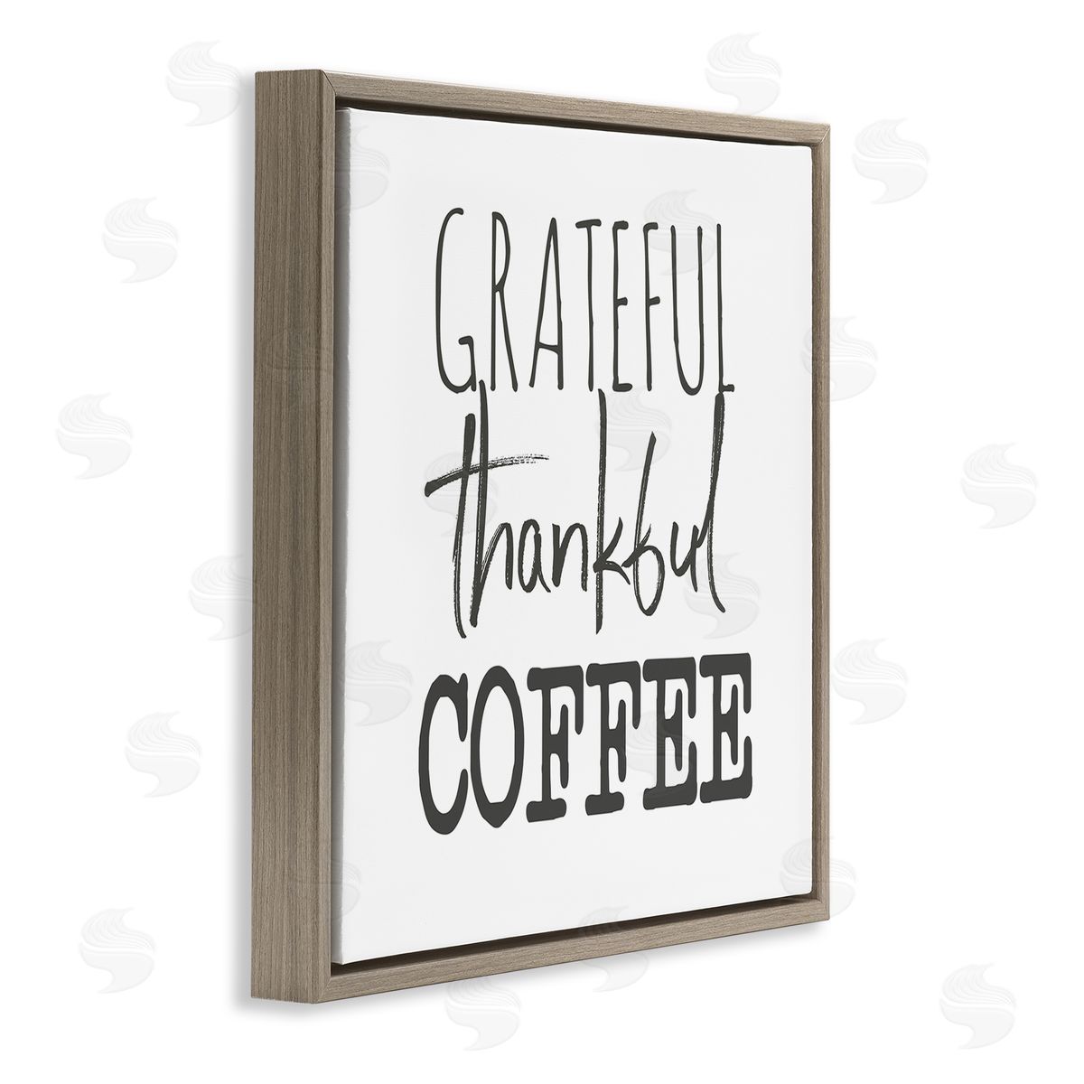 SD Graphics Studio Grateful Thankful Coffee Expression Playful Typography Brown Floater Frame Canvas Art
