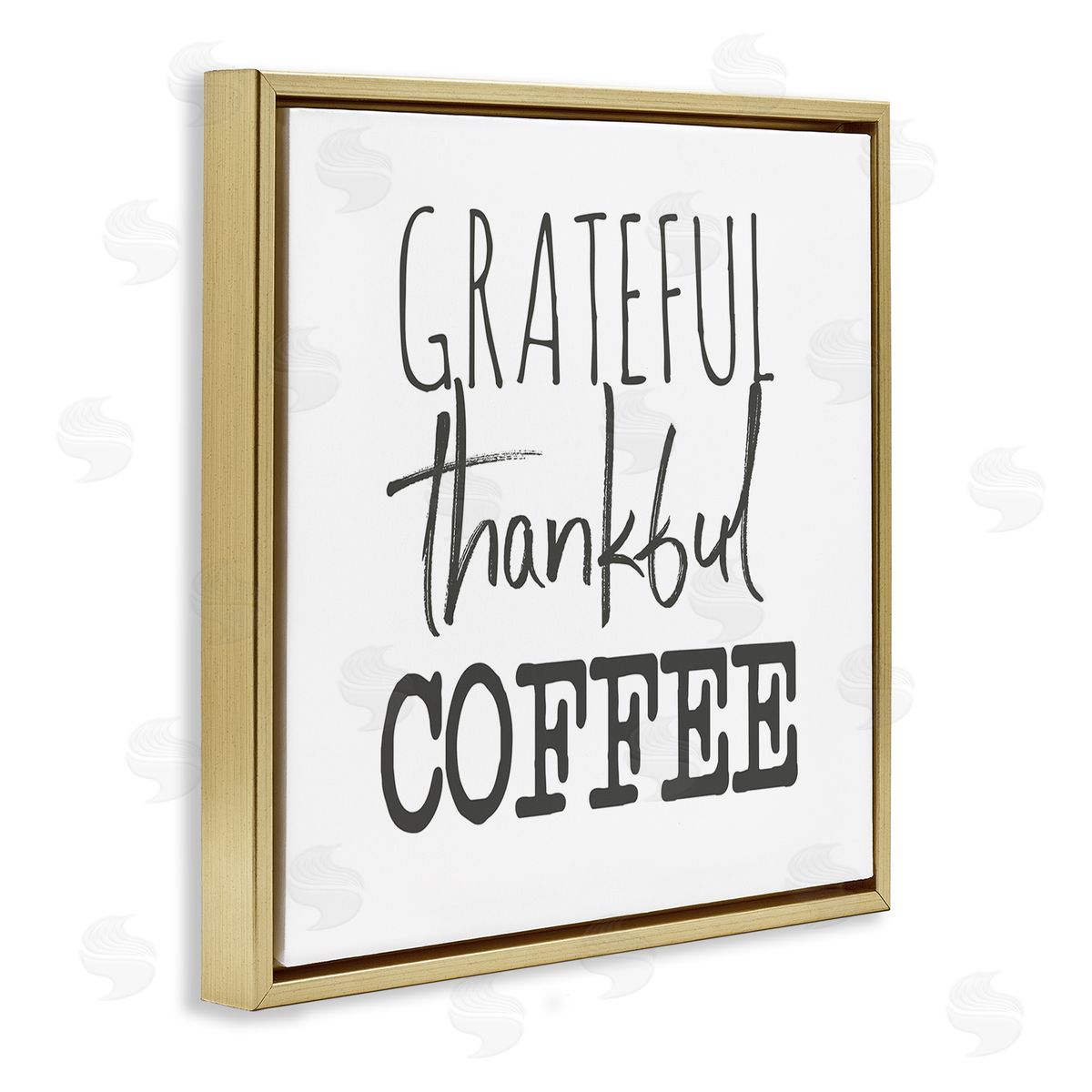 SD Graphics Studio Grateful Thankful Coffee Expression Playful Typography Gold Floater Frame Canvas Art