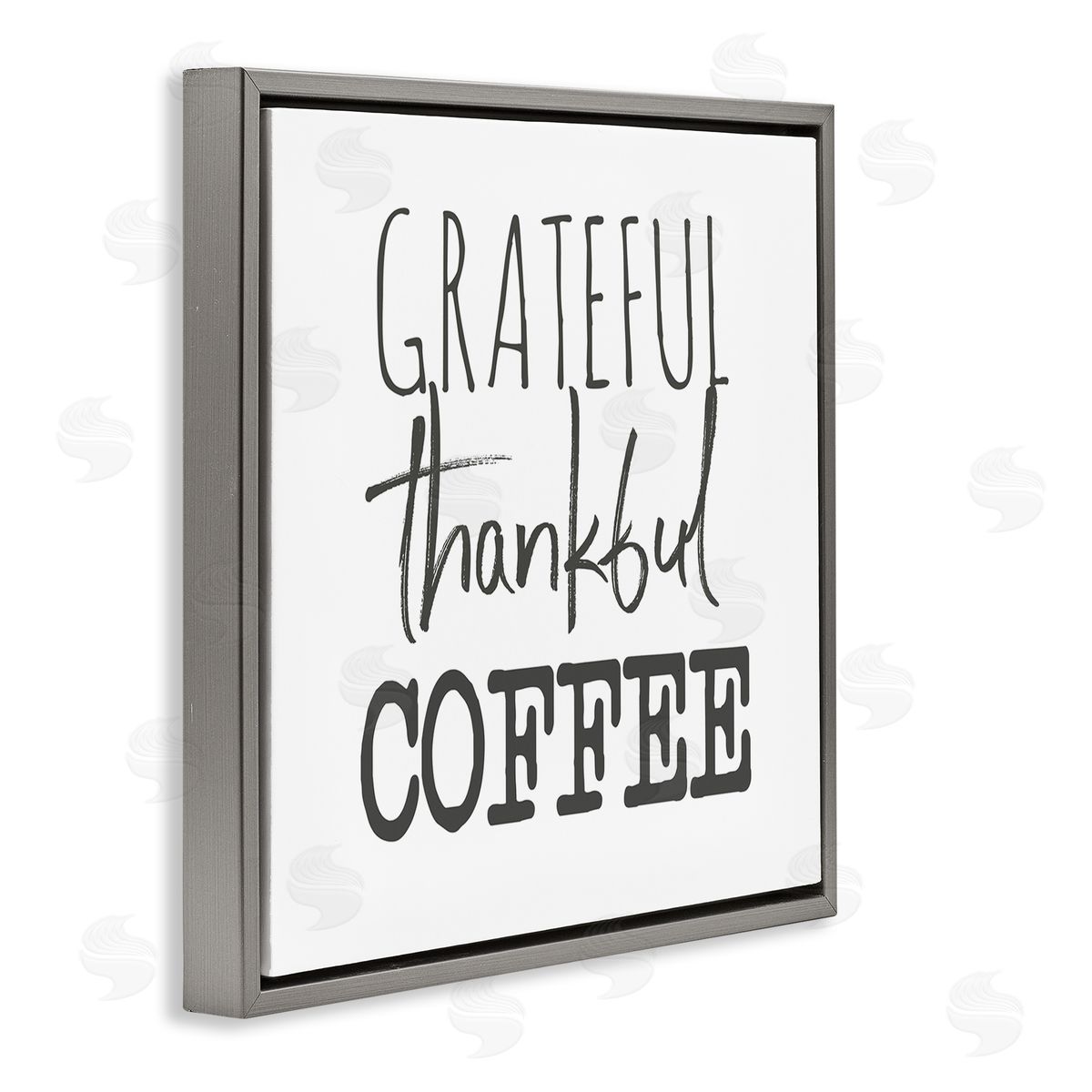 SD Graphics Studio Grateful Thankful Coffee Expression Playful Typography Gray Floater Frame Canvas Art