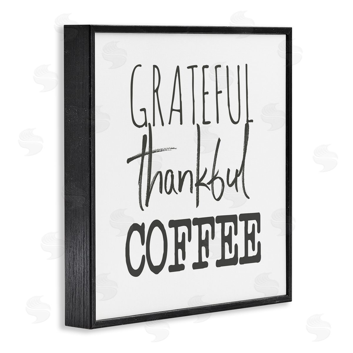 SD Graphics Studio Grateful Thankful Coffee Expression Playful Typography Black Framed Giclee Wall Art
