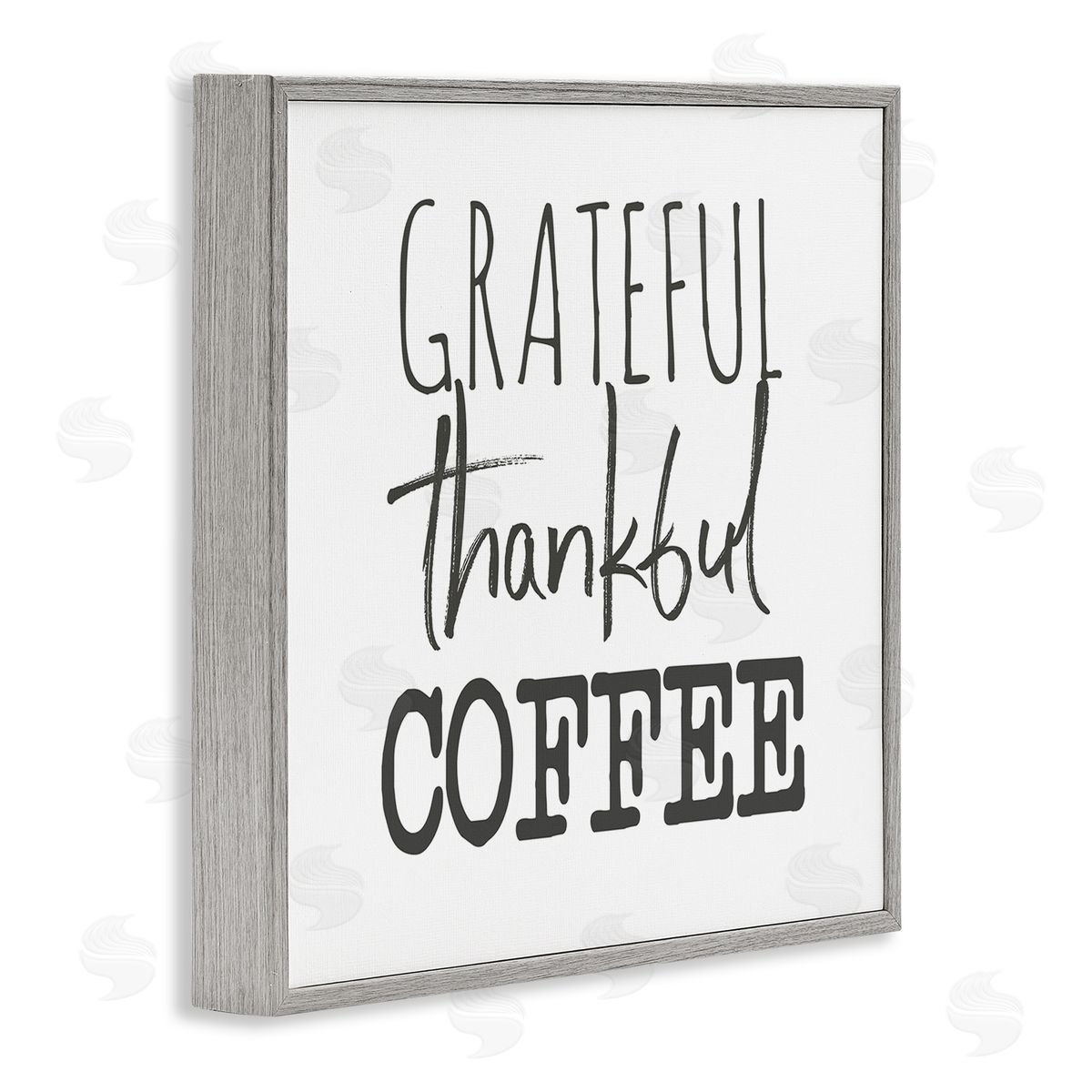 SD Graphics Studio Grateful Thankful Coffee Expression Playful Typography Gray Framed Giclee Wall Art