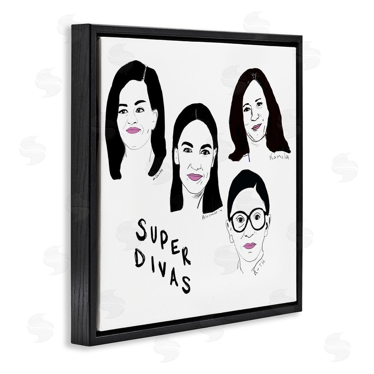 Nancy Ferrara Super Divas Phrase Prominent Female Political Figures Black Floater Frame Canvas Art