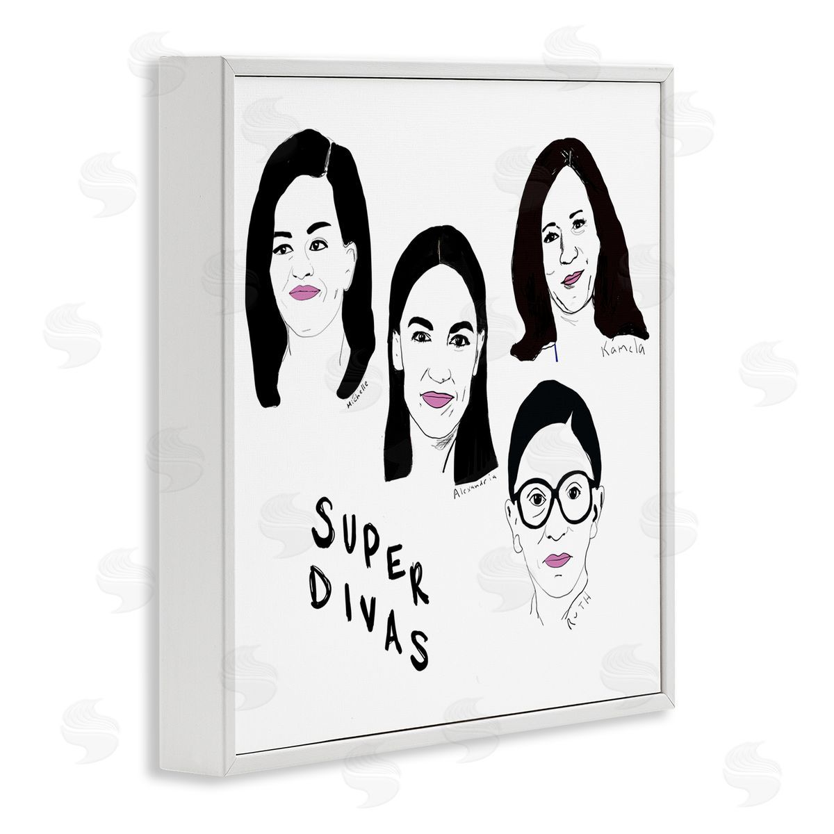 Nancy Ferrara Super Divas Phrase Prominent Female Political Figures White Framed Giclee Wall Art