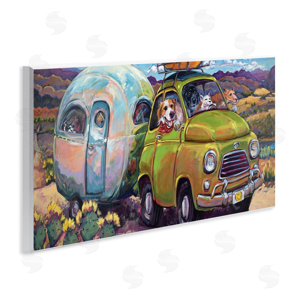 Dogs Driving Camper Van Wood Plaque Wall Art, Home Decor by CR Townsend