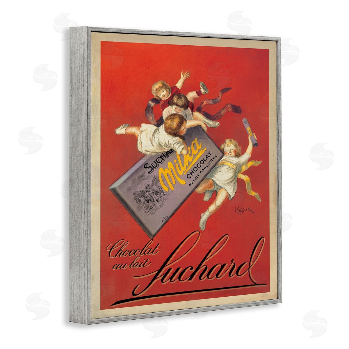 Leonetto Cappiello Chocolat au Lait Vintage European Advertisement Gray Framed Giclee Wall Art