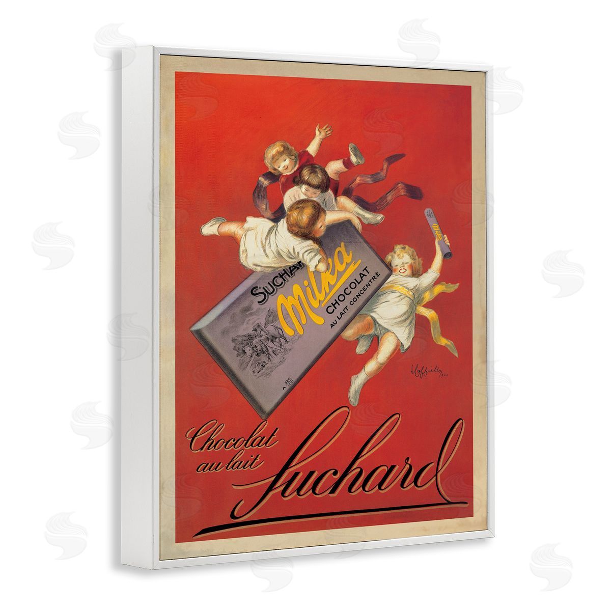 Leonetto Cappiello Chocolat au Lait Vintage European Advertisement White Framed Giclee Wall Art