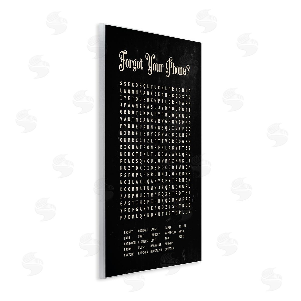 Lettered and Lined Forgot Your Phone Crossword Activity Distressed Black Wall Plaque Art
