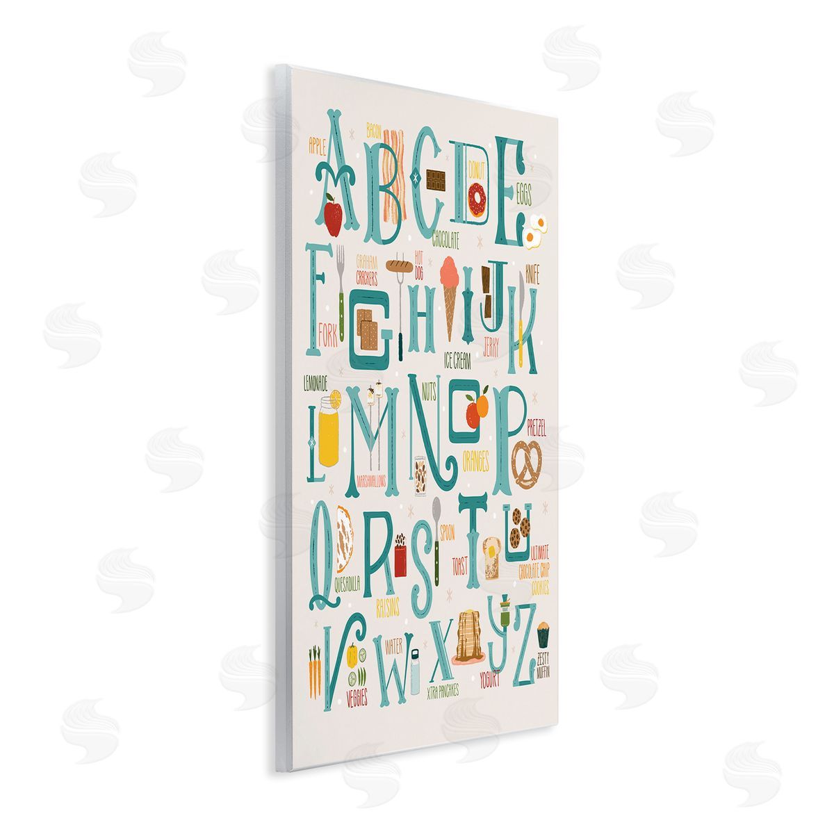 Zirkus Design Alphabet of Foods Vintage Kitchen Letter Chart Wall Plaque Art