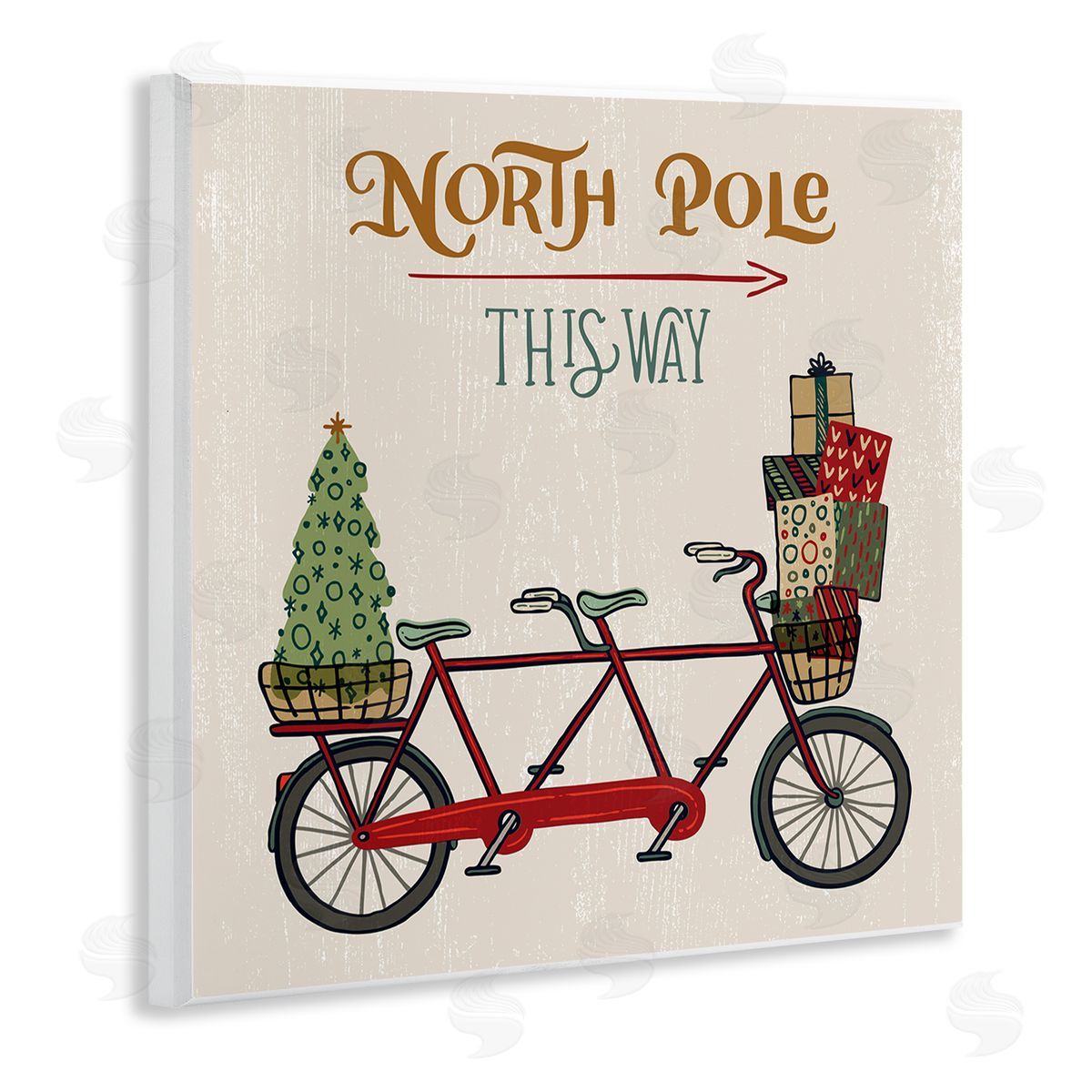 Zirkus Design North Pole Directional Red Christmas Tandem Bicycle Wall Plaque Art