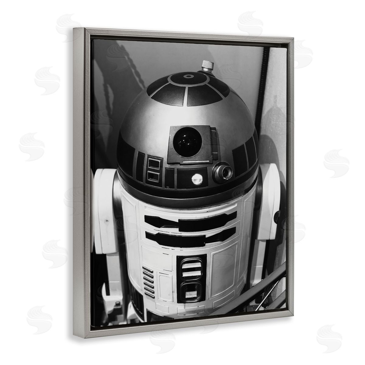 Nice Nshuti Science Fiction Robot Icon Black and White Photograph Gray Floater Frame Canvas Art