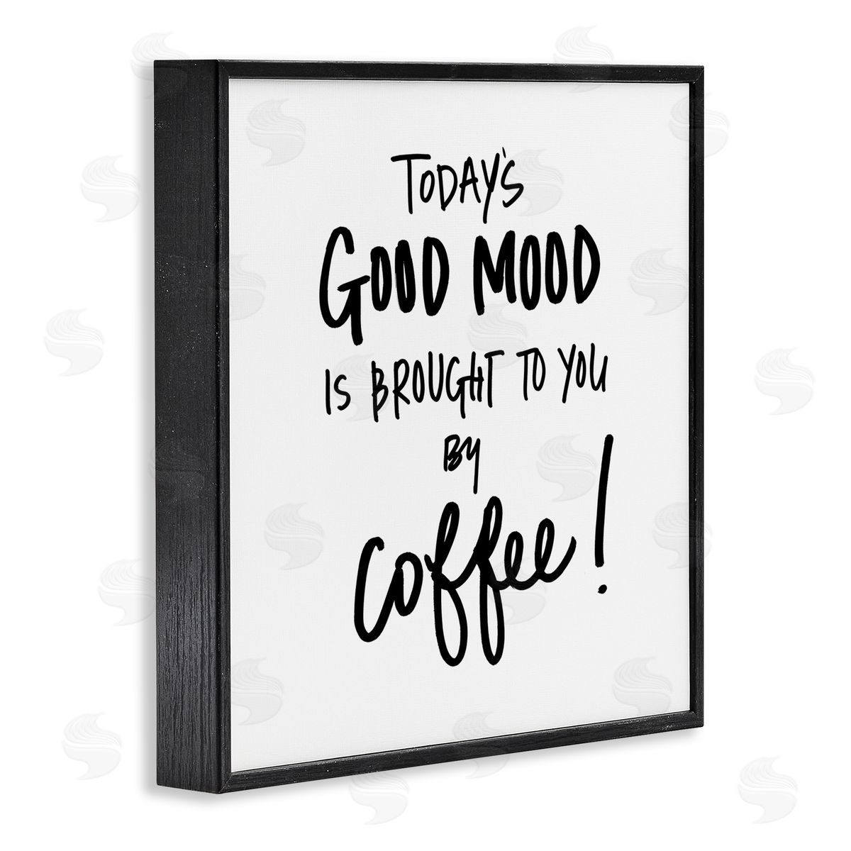 SD Graphics Studio Good Mood Brought By Coffee Phrase Kitchen Humor Black Framed Giclee Wall Art