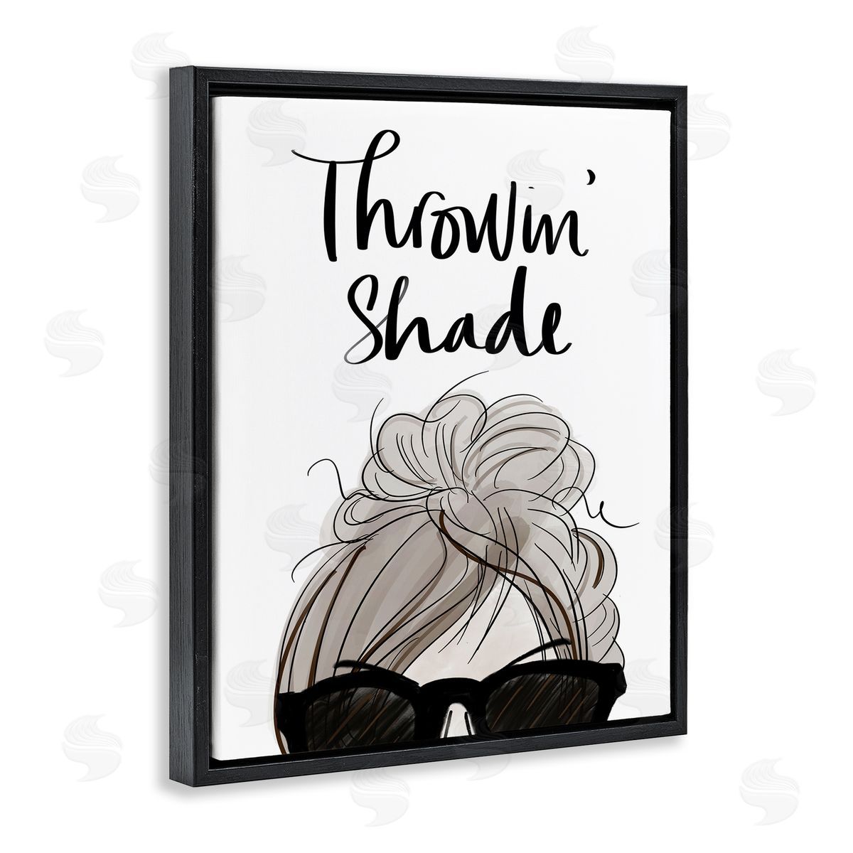 Anna Quach Throwin' Shade Phrase Woman in Sunglasses Black Floater Frame Canvas Art