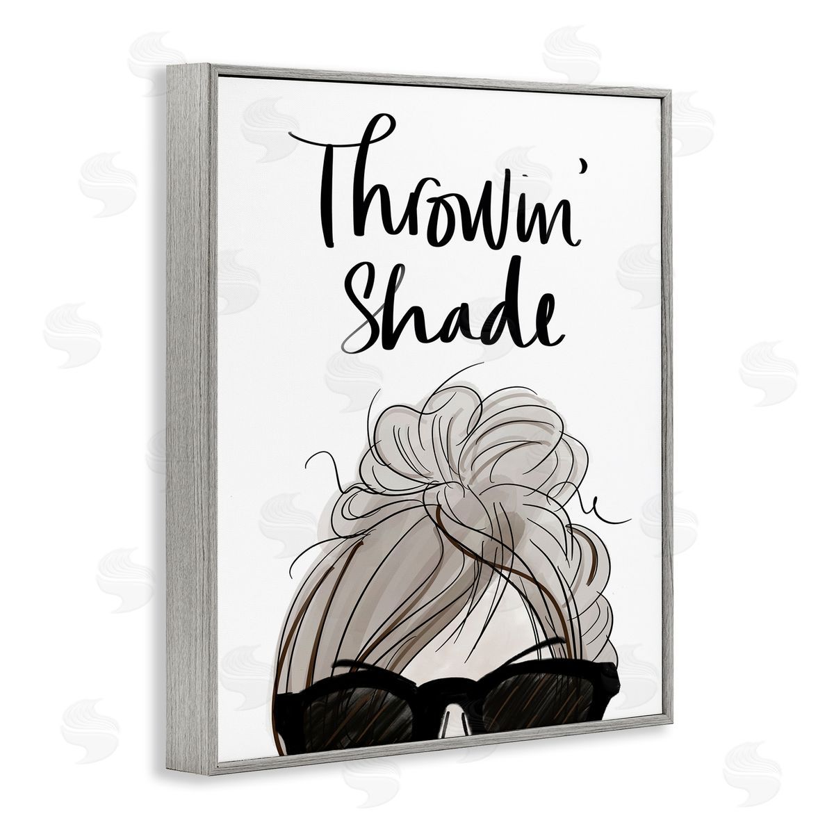 Anna Quach Throwin' Shade Phrase Woman in Sunglasses Gray Framed Giclee Wall Art