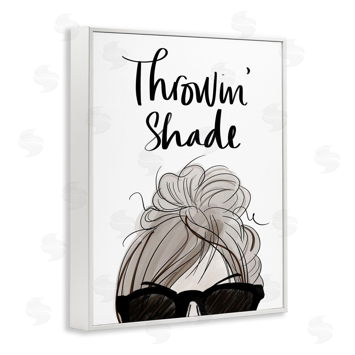 Anna Quach Throwin' Shade Phrase Woman in Sunglasses White Framed Giclee Wall Art