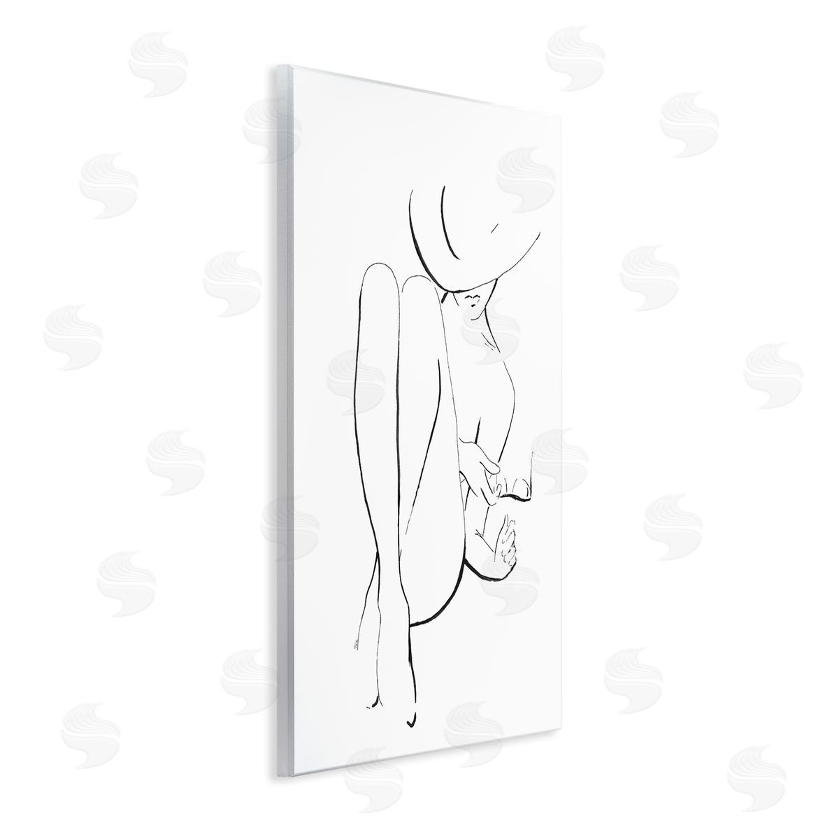 Patricia Pinto Woman in Sun Hat Minimal Line Drawing Wall Plaque Art