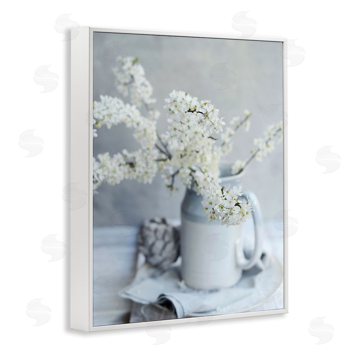 Sarah Gardner White Blossom Florals in Soft Country Mug White Framed Giclee Wall Art