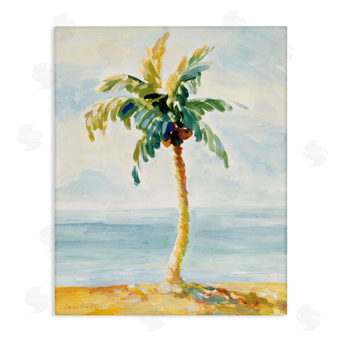Lanie Loreth Palm Tree with Coconuts on Beach Sand Canvas Wall Art