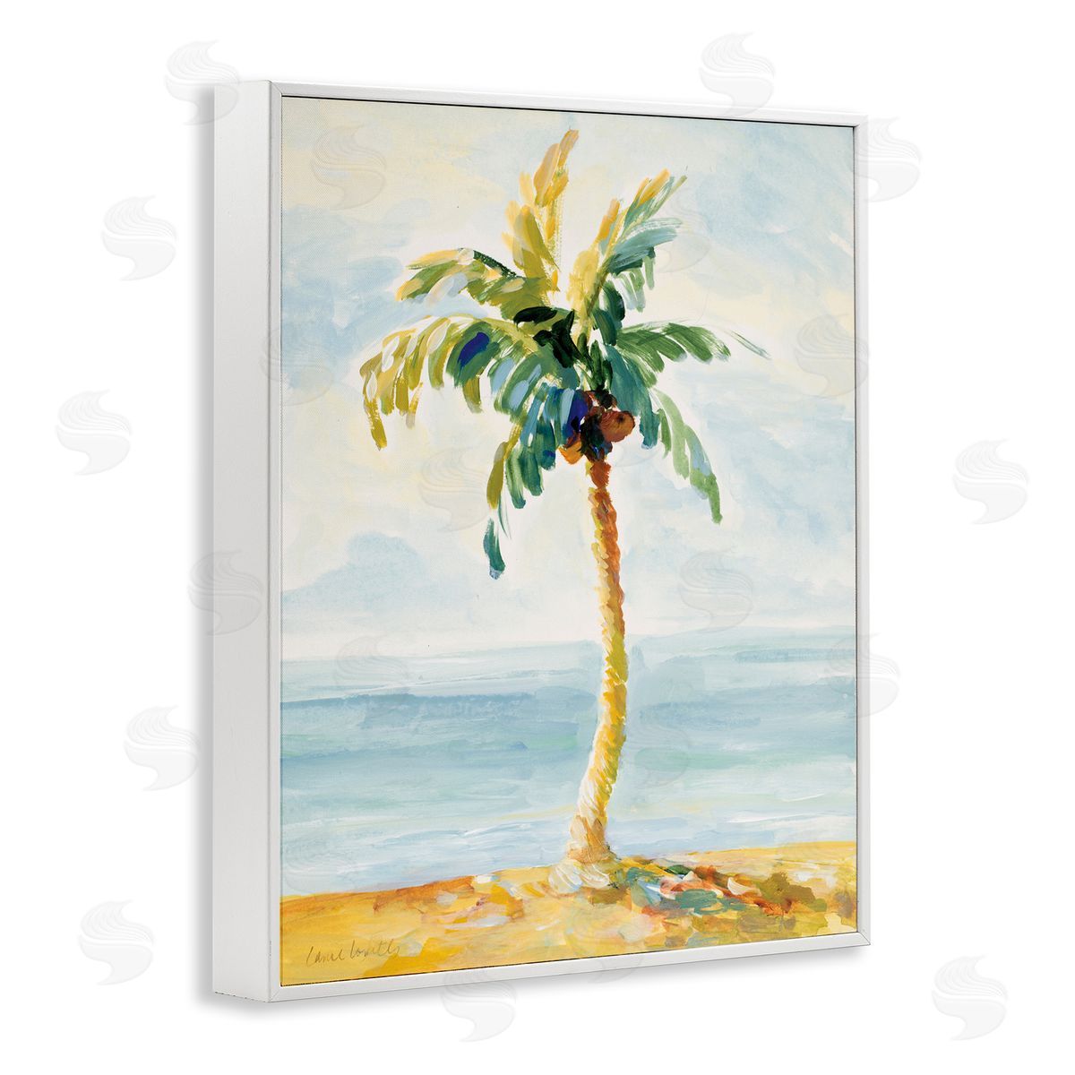 Lanie Loreth Palm Tree with Coconuts on Beach Sand White Framed Giclee Wall Art