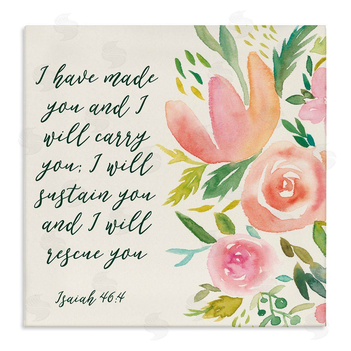 Studio W Isaiah 46:4 Proverbs Watercolor Spring Florals Canvas Wall Art