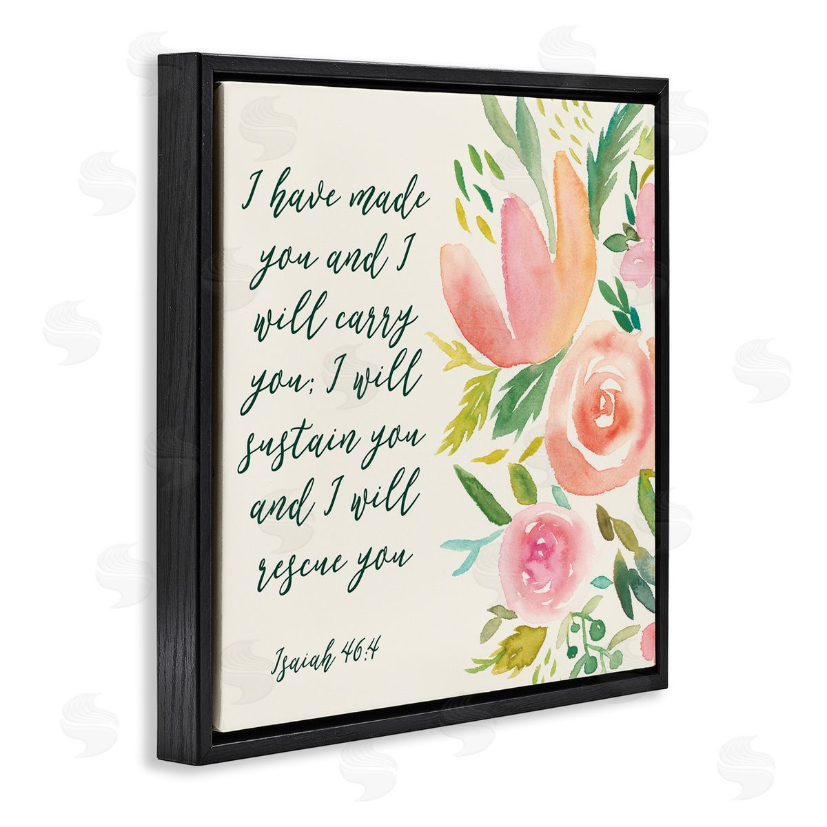 Studio W Isaiah 46:4 Proverbs Watercolor Spring Florals Black Floater Frame Canvas Art