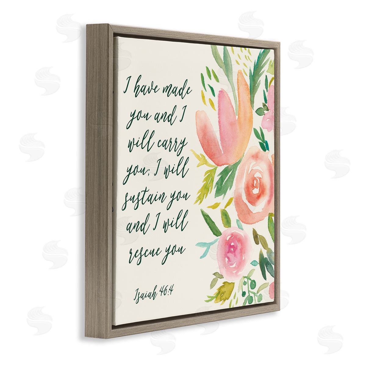 Studio W Isaiah 46:4 Proverbs Watercolor Spring Florals Brown Floater Frame Canvas Art