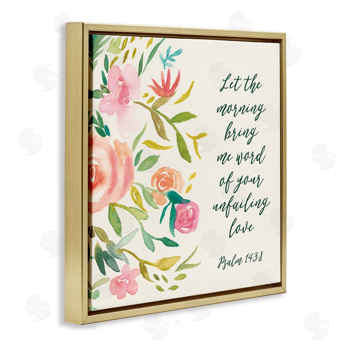 Studio W Psalm 143:8 Proverbs Charming Pink Florals Gold Floater Frame Canvas Art