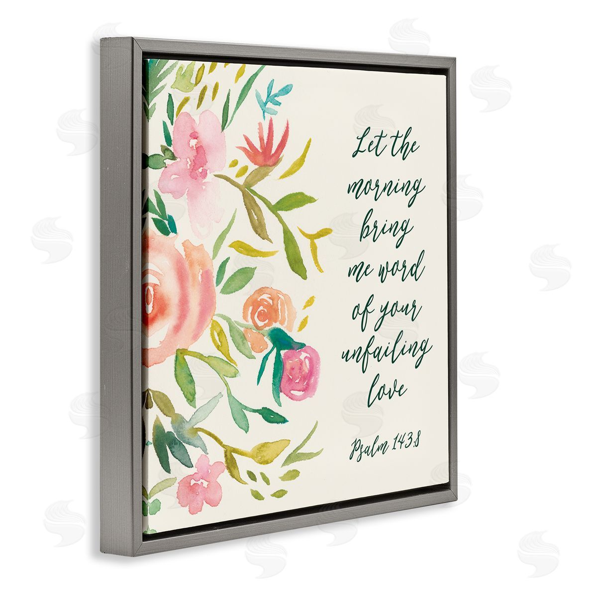 Studio W Psalm 143:8 Proverbs Charming Pink Florals Gray Floater Frame Canvas Art