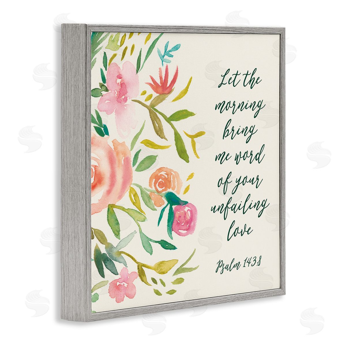 Studio W Psalm 143:8 Proverbs Charming Pink Florals Gray Framed Giclee Wall Art