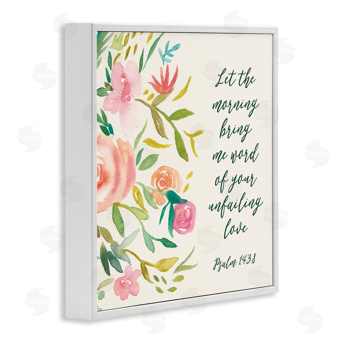 Studio W Psalm 143:8 Proverbs Charming Pink Florals White Framed Giclee Wall Art