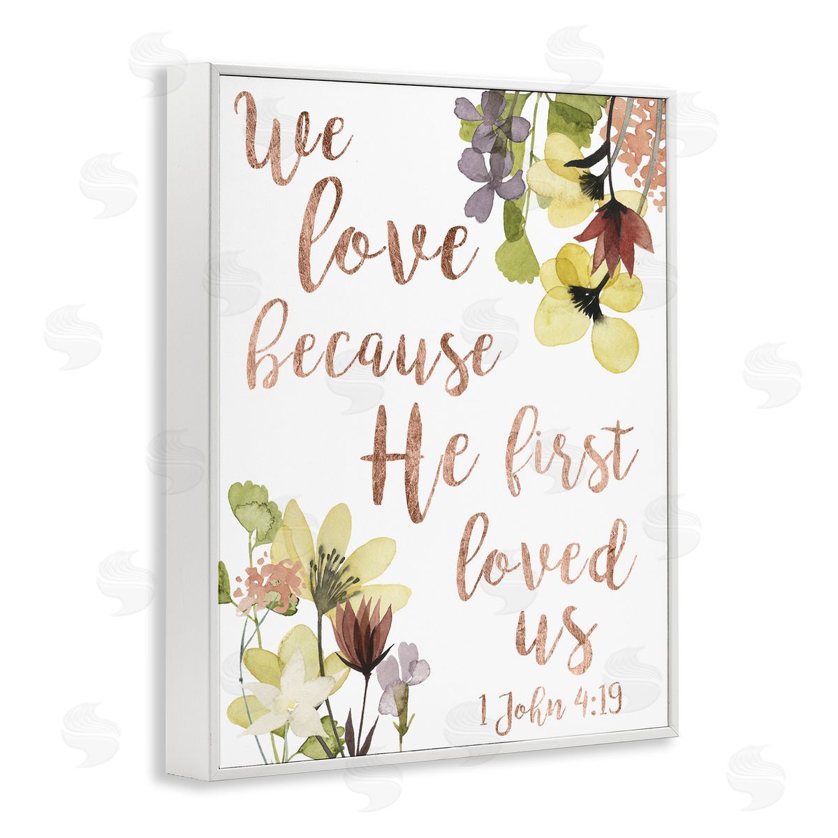 Studio W We Love Because Proverbs John 4:19 Florals White Framed Giclee Wall Art