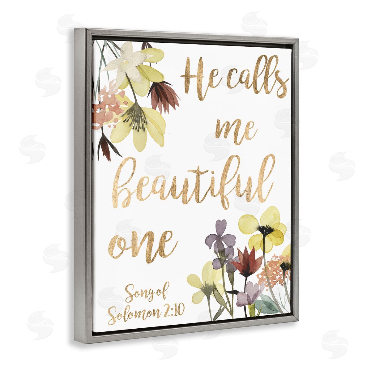 Studio W Beautiful One Proverbs Song of Solomon 2:10 Gray Floater Frame Canvas Art