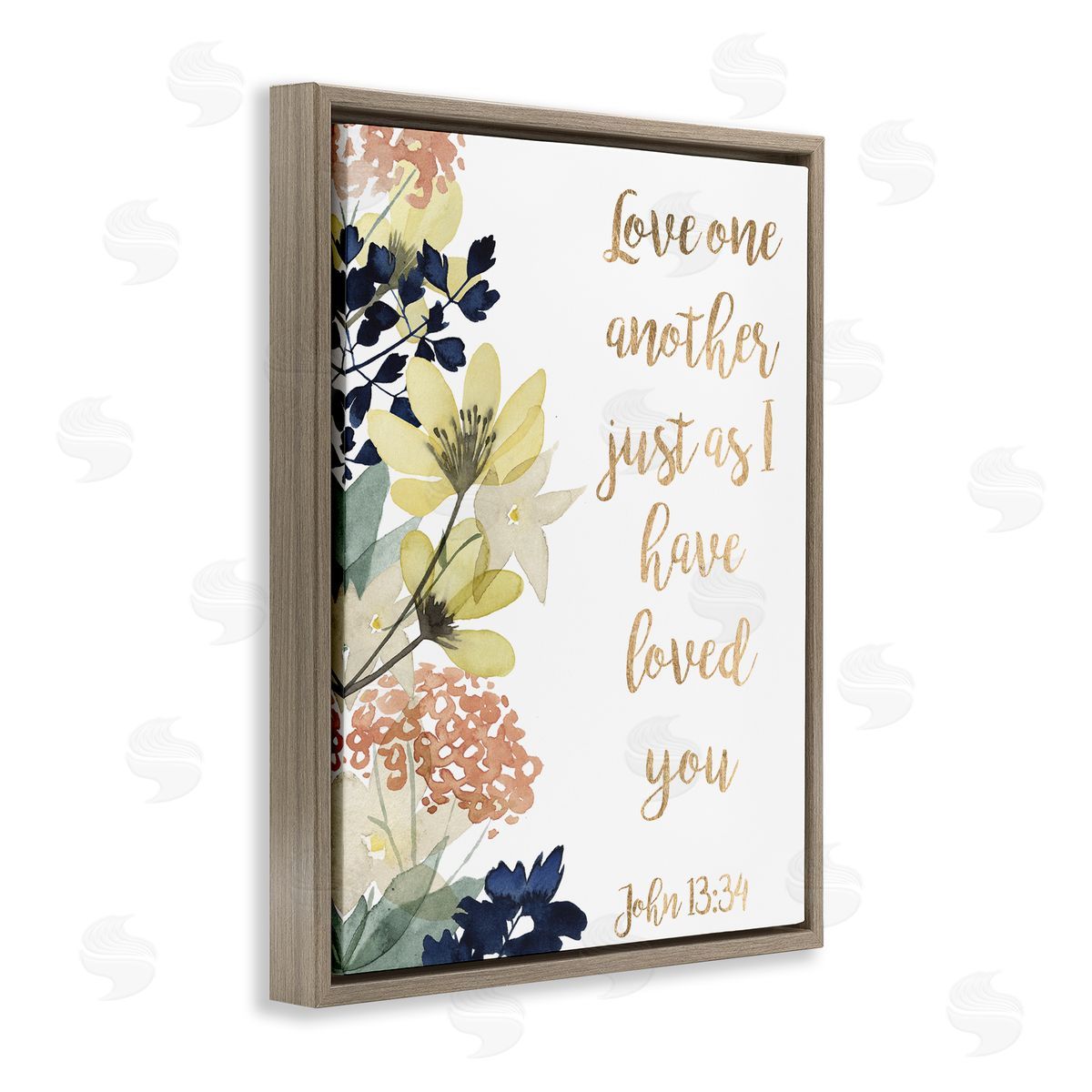 Studio W Love One Another Proverbs John 13:34 Wildflowers Brown Floater Frame Canvas Art