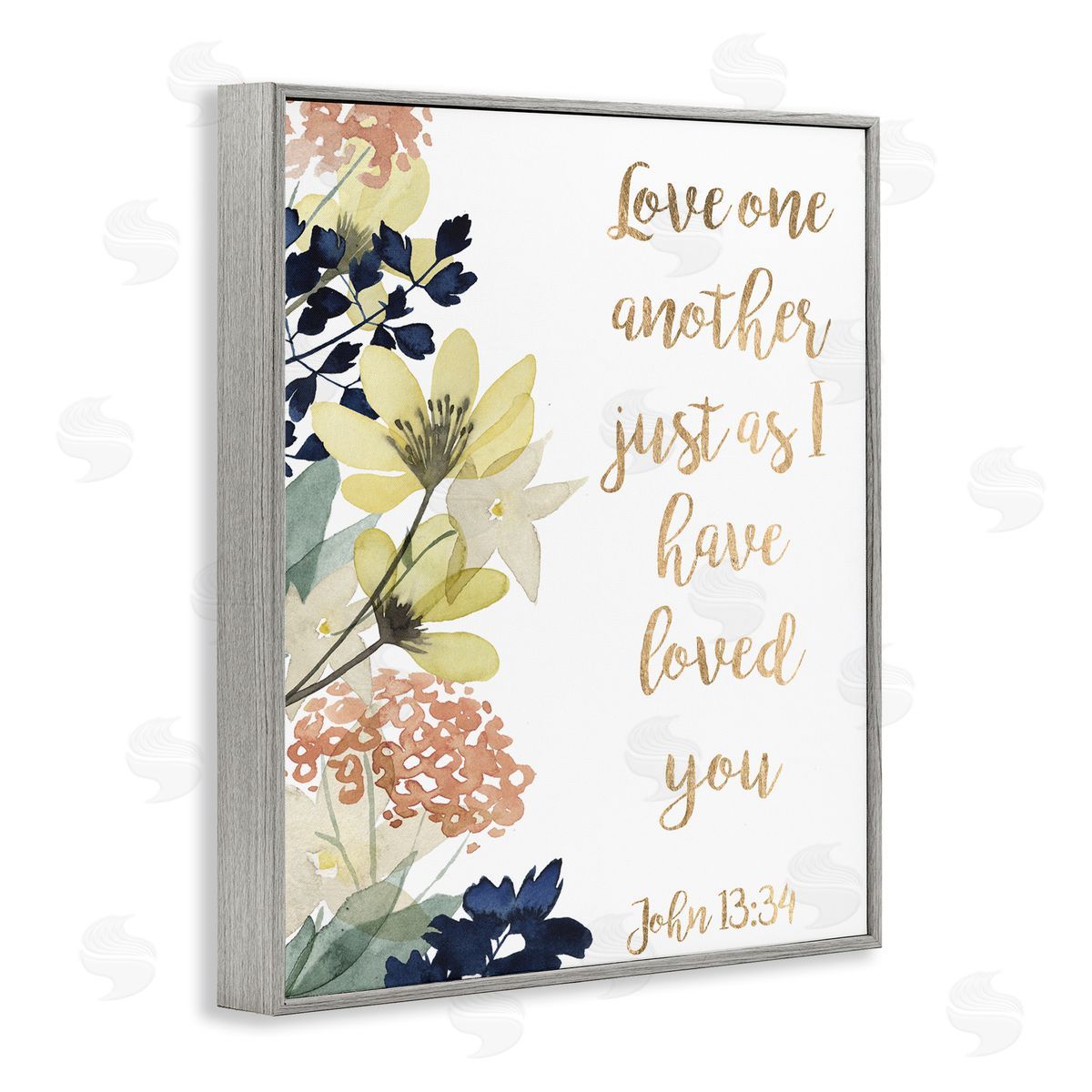 Studio W Love One Another Proverbs John 13:34 Wildflowers Gray Framed Giclee Wall Art